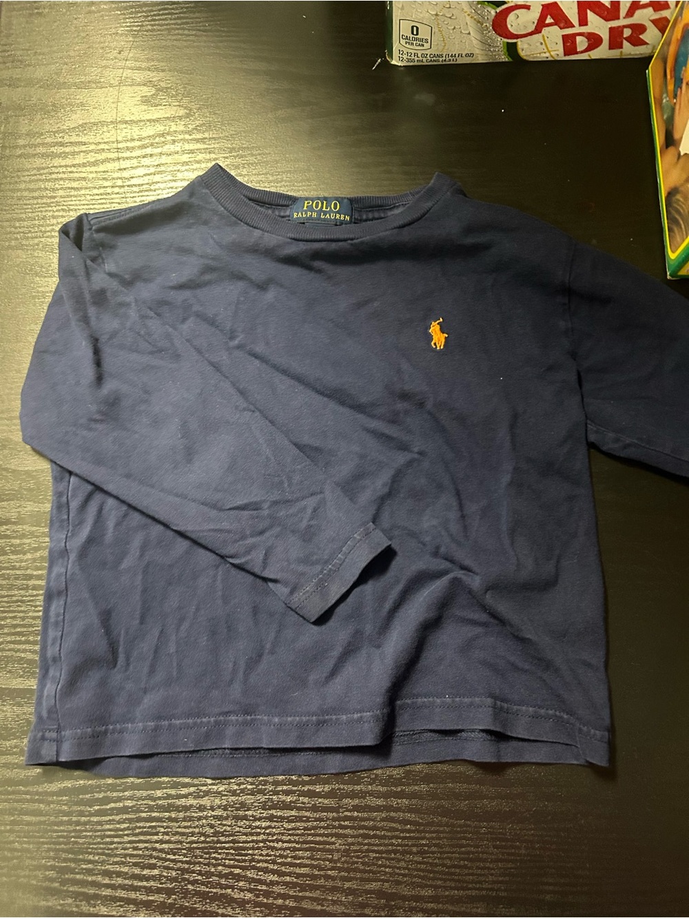 Polo by Ralph Lauren Navy Long Sleeve Tee with Yellow Pony